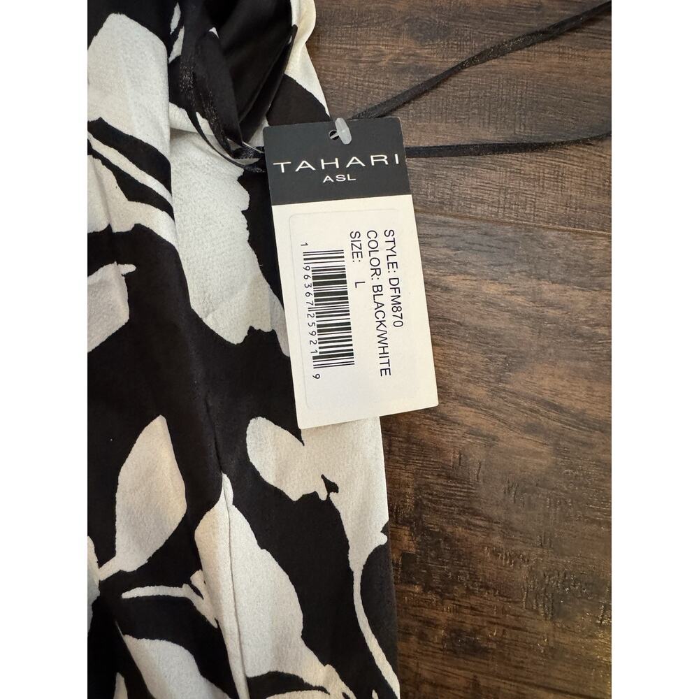 Tahari ASL Floral Maxi Dress With Pockets Black White Size L New With Tags - Picture 10 of 10